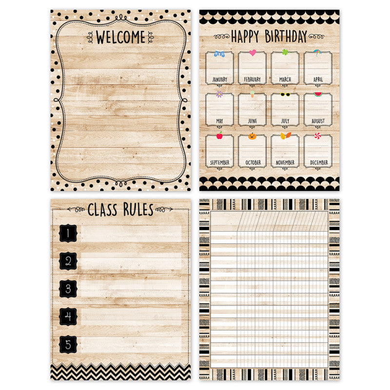 Black White and Wood Class 4 Chart Pack Core Essentials