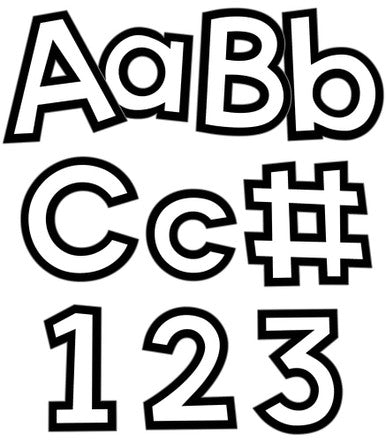 White with Black Trim Combo Pack Bulletin Board Letters