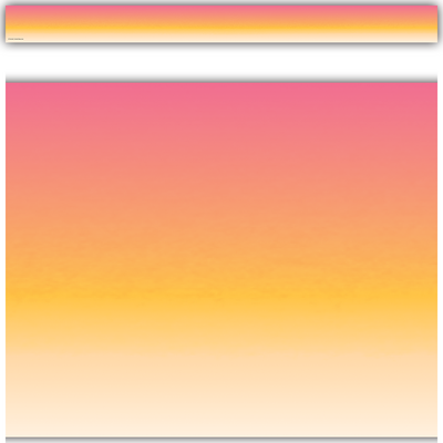 Pink and Orange Color Wash Straight Border