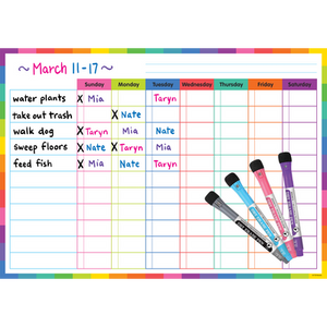 Colorful Dry Erase Magnetic Task Chart