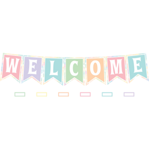 Pastel Pop Pennants Welcome Bulletin Board