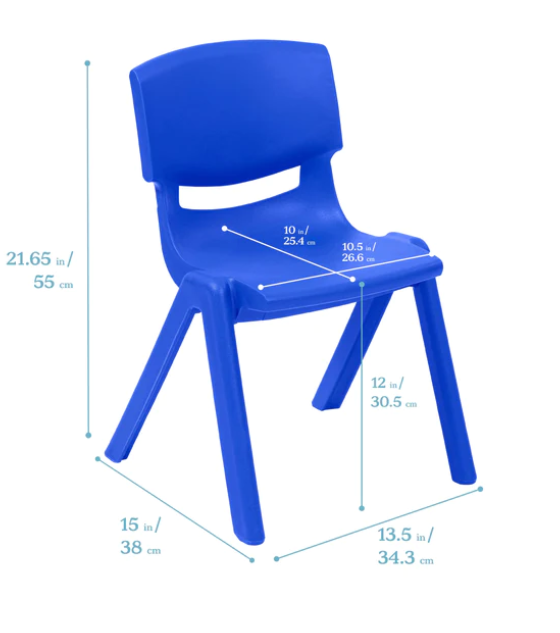Plastic School Stack Chair - 12in Seat Height