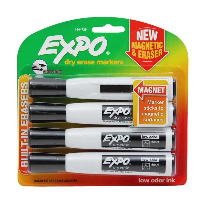 Black Expo Chisel 4ct with Eraser and Magnetic