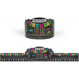 Chalkboard Brights Happy Birthday Crowns