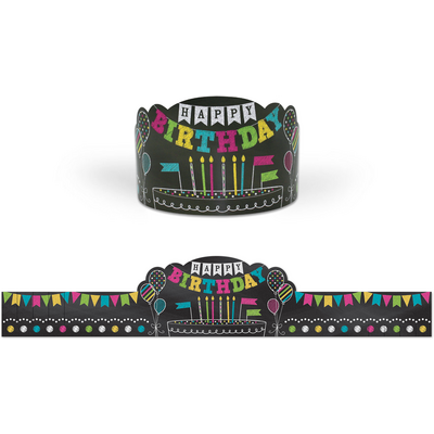 Chalkboard Brights Happy Birthday Crowns