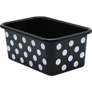 White Polka Dots on Black Small Plastic Storage Bin