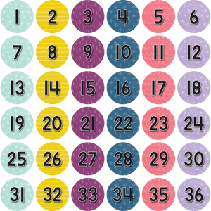 Spot On Floor Markers Oh Happy Day Numbers 1-36 - 4"