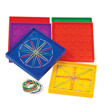 Load image into Gallery viewer, Double Sided Rainbow 5&quot; Geoboards Set of 6
