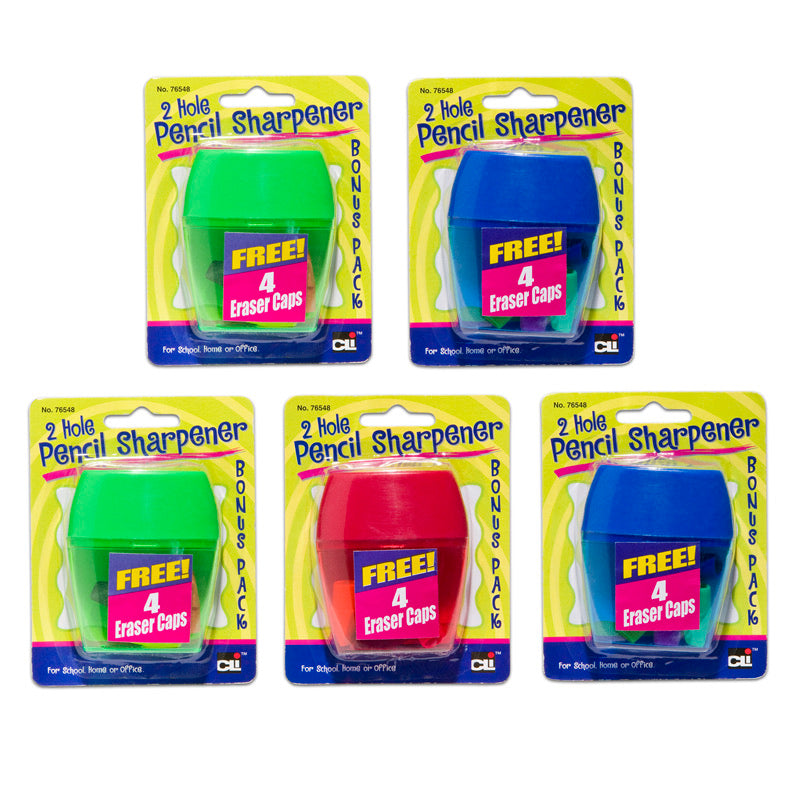 2 Hole Pencil Sharpener with Erasers