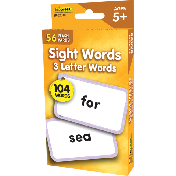Sight Words Flash Cards - 3 Letter Words