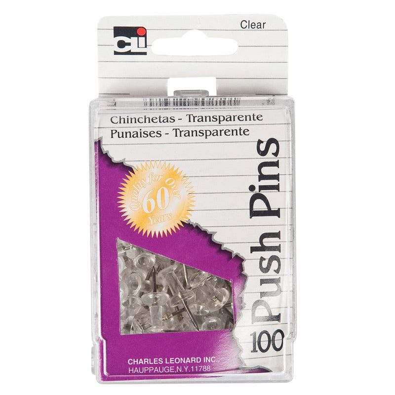 Push Pins Clear 100/box