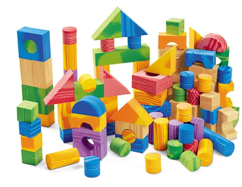Stack and Build Wood grain Foam Soft Blocks The Learning World